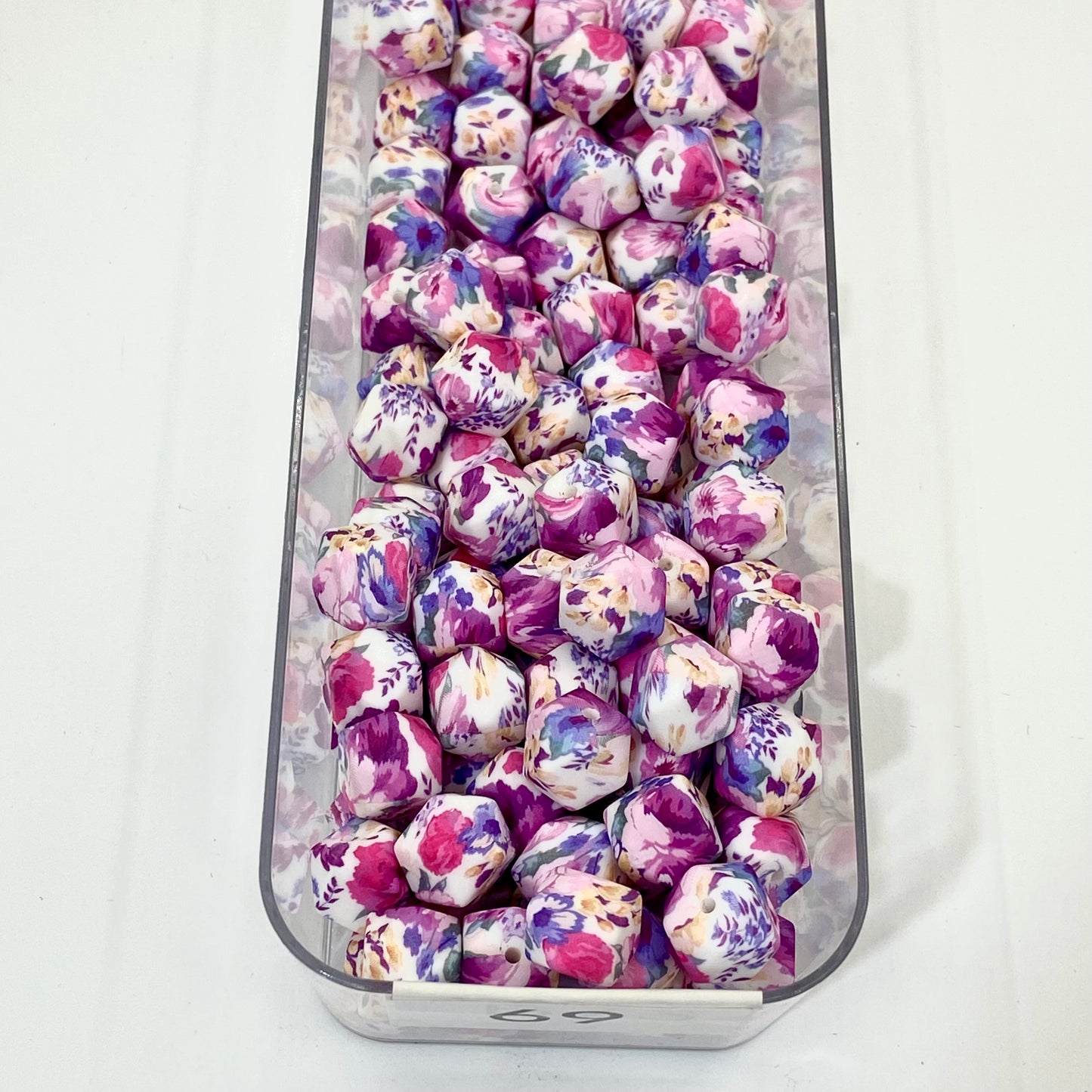 Printed 15mm hexagonal beads food grade